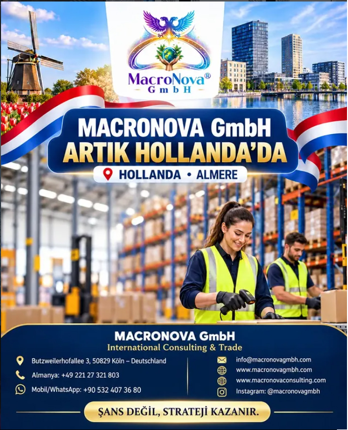 MACRONOVA GmbH ARTIK HOLLANDA’DA!

Avrupa’daki faaliyet ağımızı genişletiyor; güçlü iş birliklerimiz ve uluslararası istihdam vizyonumuzla Hollanda’nın Almere şehrinde yeni bir döneme başlıyoruz. — Makrokozmos EBA